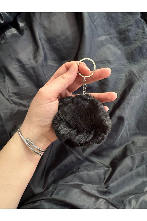 Alos Star-Keychain, Plush Keychain, Pom Pom Keychain, Bag Accessory, BLACK Plush Keychain 1