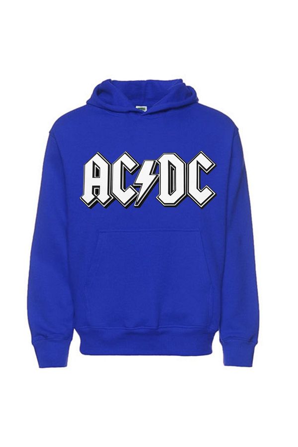 GREENCACTUS Acdc Unisex Blue Hooded Sweatshirt Trendyol