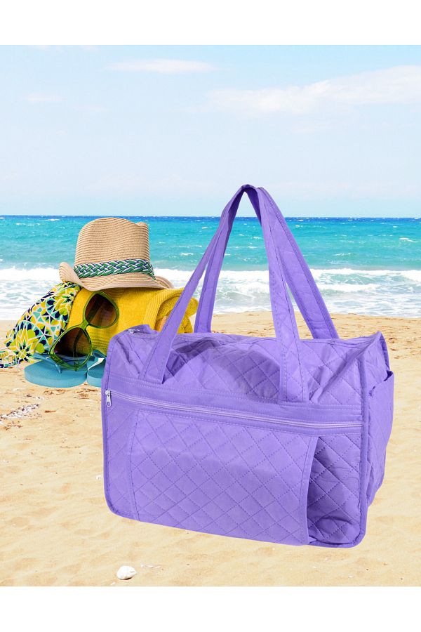 SER YAT Ser yat Purple Beach Bag Interlining 2 Pockets 2 Compartments Quilted