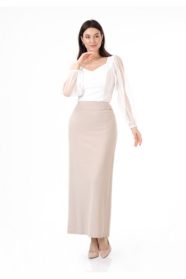 G Line Maxi Length Classic Stone Color Skirt Trendyol