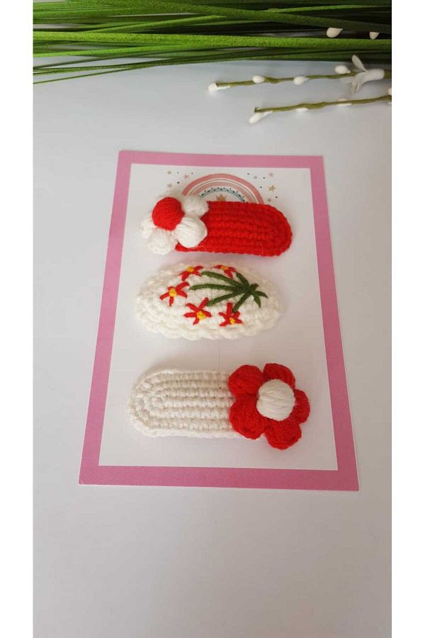 Kadın Girişimciler Atölyesi-Red Elegance 3-Piece Handmade Mixed Snap Buckle Sets 1