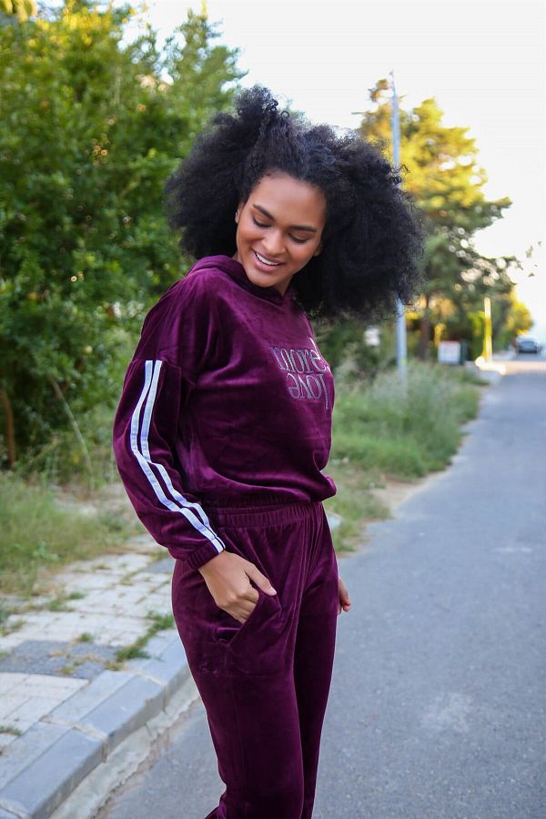 Womens velvet tracksuit sets outlet