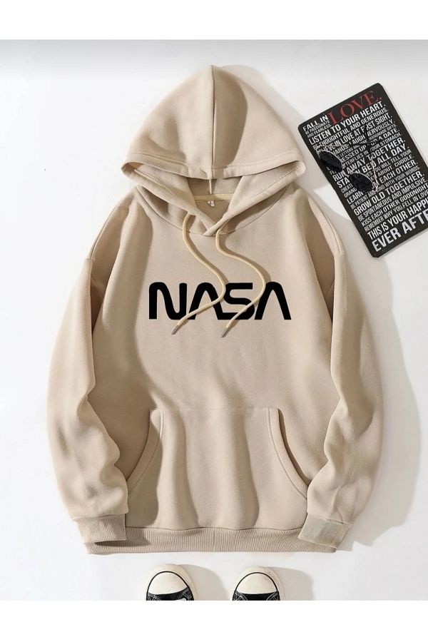 Nasa hoodie sweatshirt beige discount