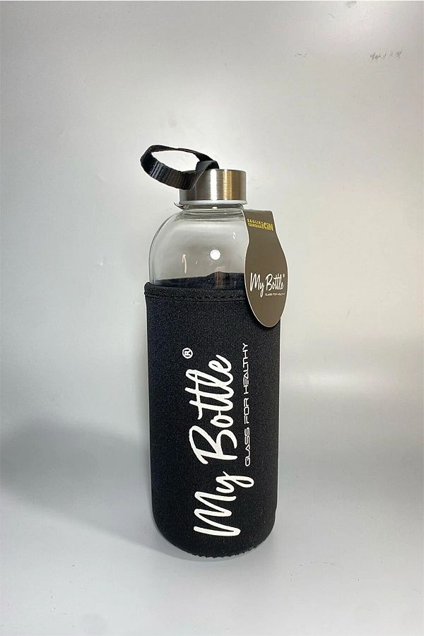 Mutfak Köşesi-Healthy Glass Water Bottle 1000 ml Water Bottle, 1lt Sports Water Bottle with Case 1