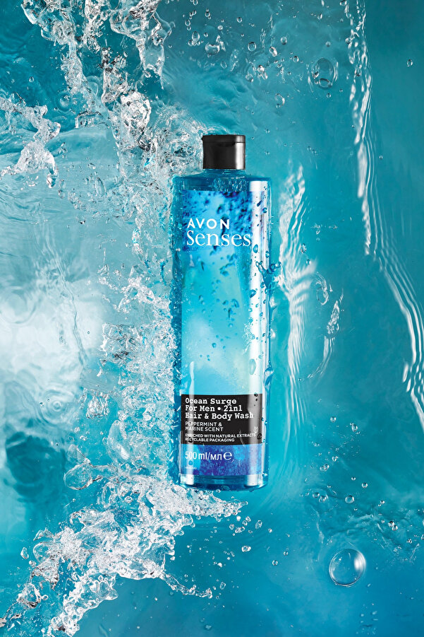 Avon Senses Ocean Surge Men's Shower Gel for Hair and Body with