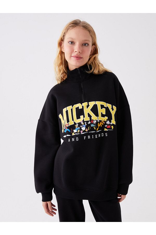 LC Waikiki High Collar Disney Printed Long Sleeve Oversize Women s Sweatshirt Trendyol