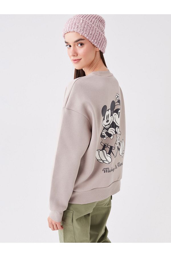 LC Waikiki Crew Neck Mickey Mouse Printed Long Sleeve Oversize Women s Sweatshirt Trendyol