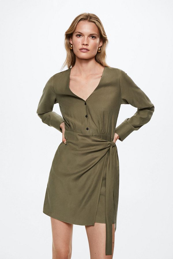 Mango khaki dress deals