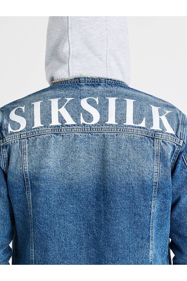 Siksilk Herren Sik Silk Deluxe Collarless Jacket Denim Jacket Trendyol