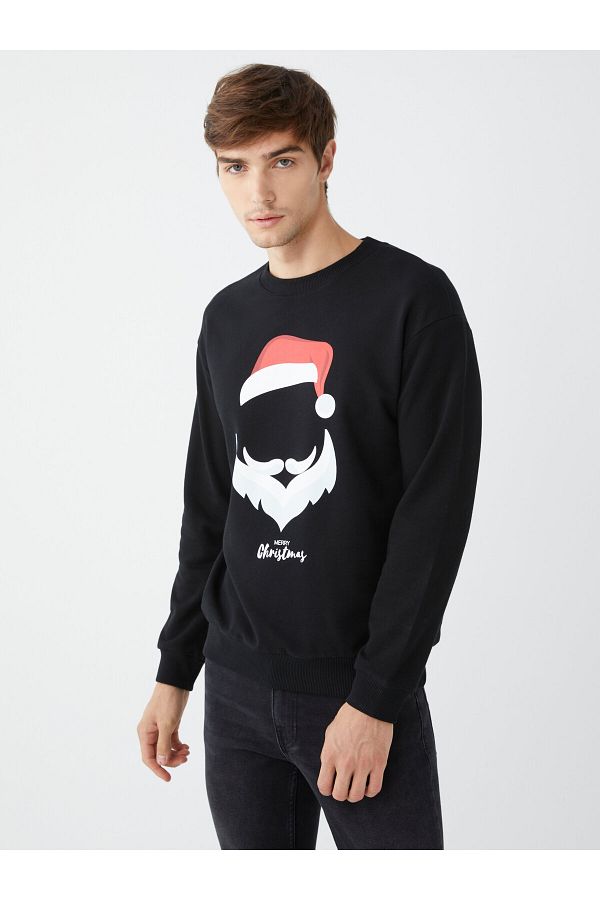 LC Waikiki-Crew Neck Long Sleeve New Year Themed Men's Sweatshirt 1