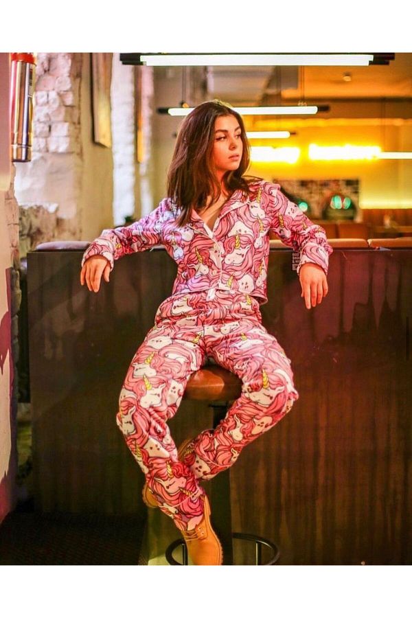 the DIFFerent-Unicorn printed buttoned pajama set 1