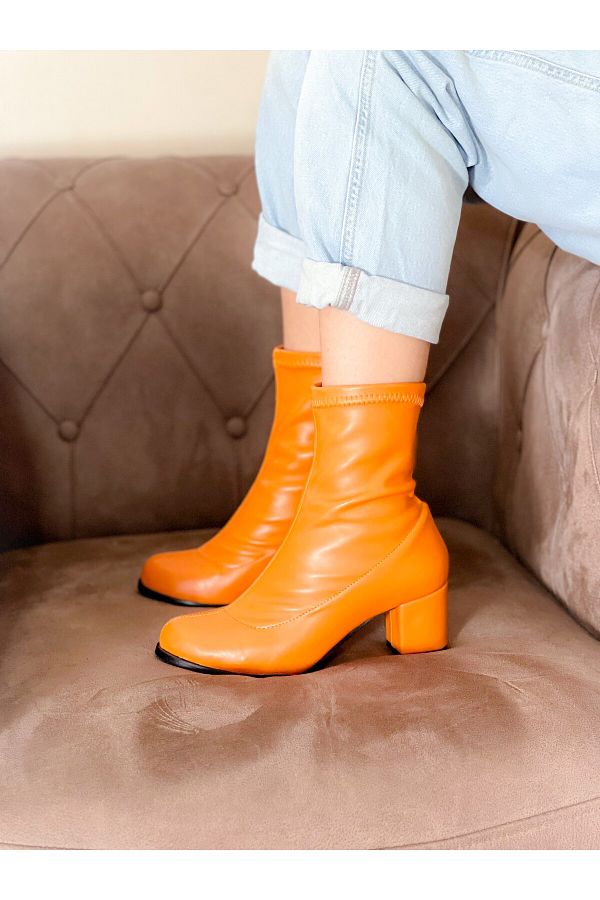 Orange sock heels on sale