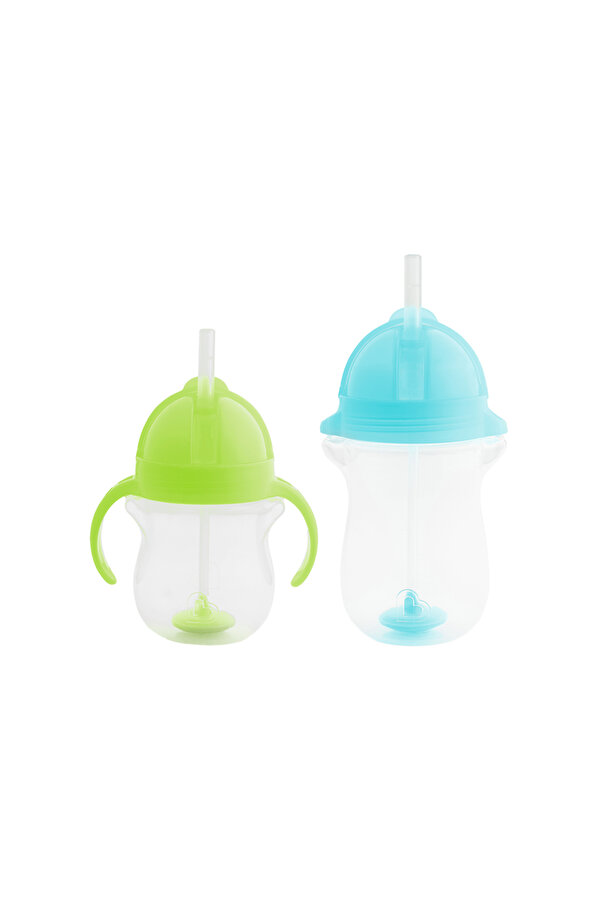 Munchkin Tıklama Kilitli Uçlu Pipetli Alıştırma Bardağı 6ay 207 ml Yeşil Ve 12ay 296 ml Mavi