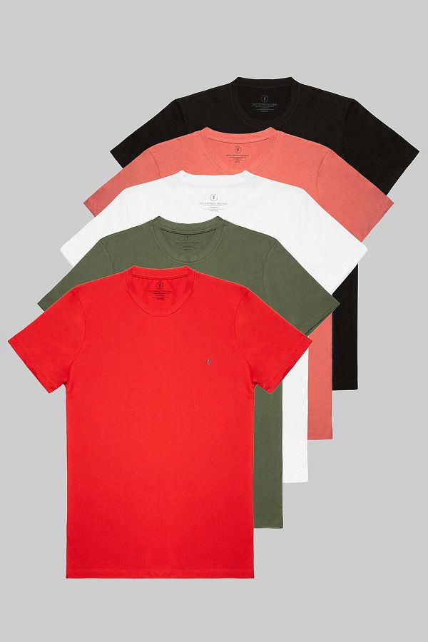 COMBİNE MİCHAİL-Ανδρικό μπλουζάκι Standard Fit Basic Crew Neck Λεπτομερές μπλουζάκι 5 τεμαχίων 1