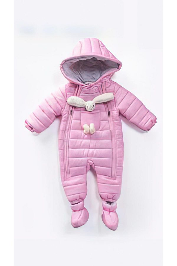 M N KO K DS BABY GIRL RABBIT COTTON LINED DOUBLE ZIPPER WITH BOOTIES GLOVES ASTRONAUT COAT JUMPSUIT Trendyol