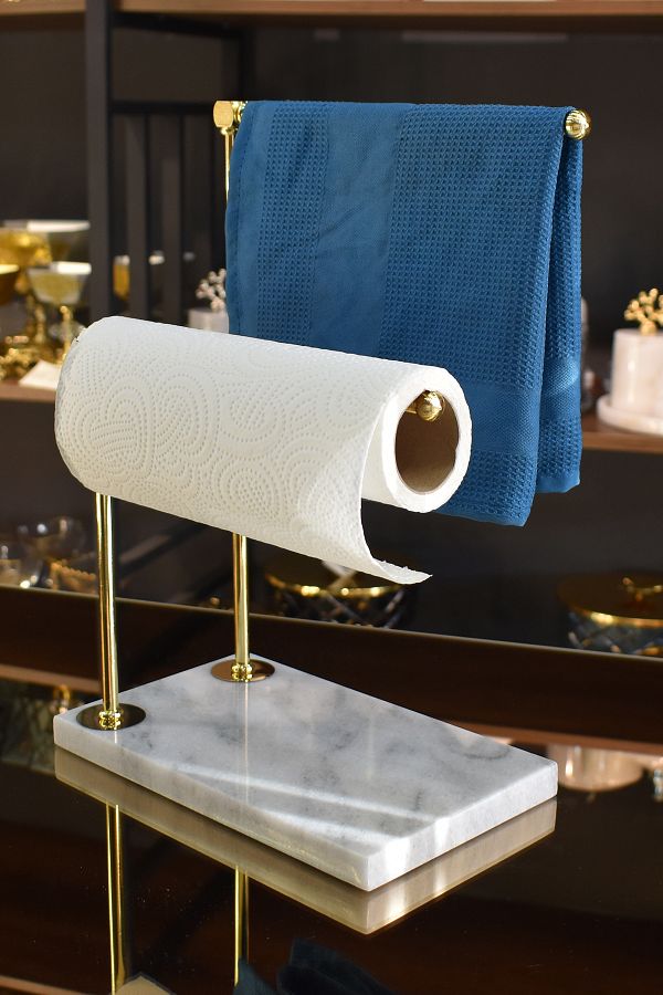TR Turan Collection Marble Hand Towel Holder Paper Towel Holder Gold Decorated Trendyol