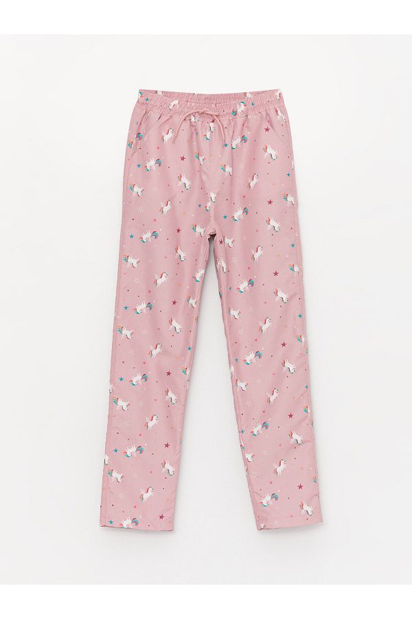 LC Waikiki-Gemusterte, mit Fleece gefütterte Mädchenhose mit elastischem Bund 1