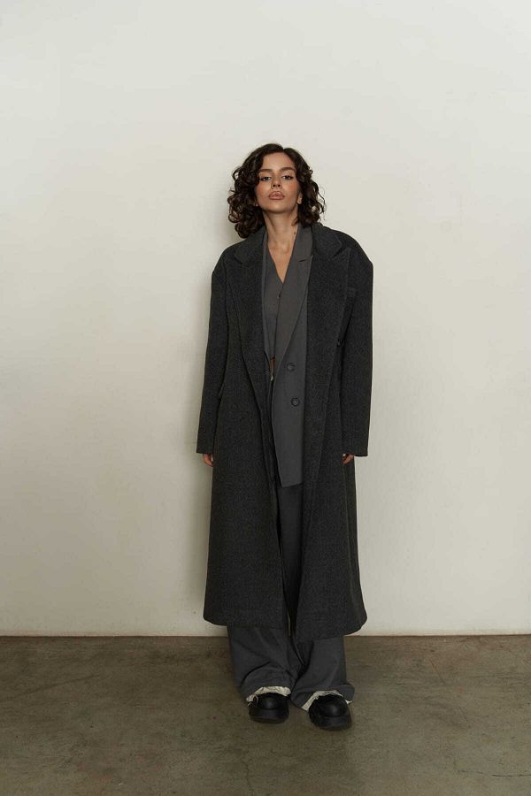 MA COLLECT ON Mai Collection Ophelia Anthracite Masculine Coat Trendyol