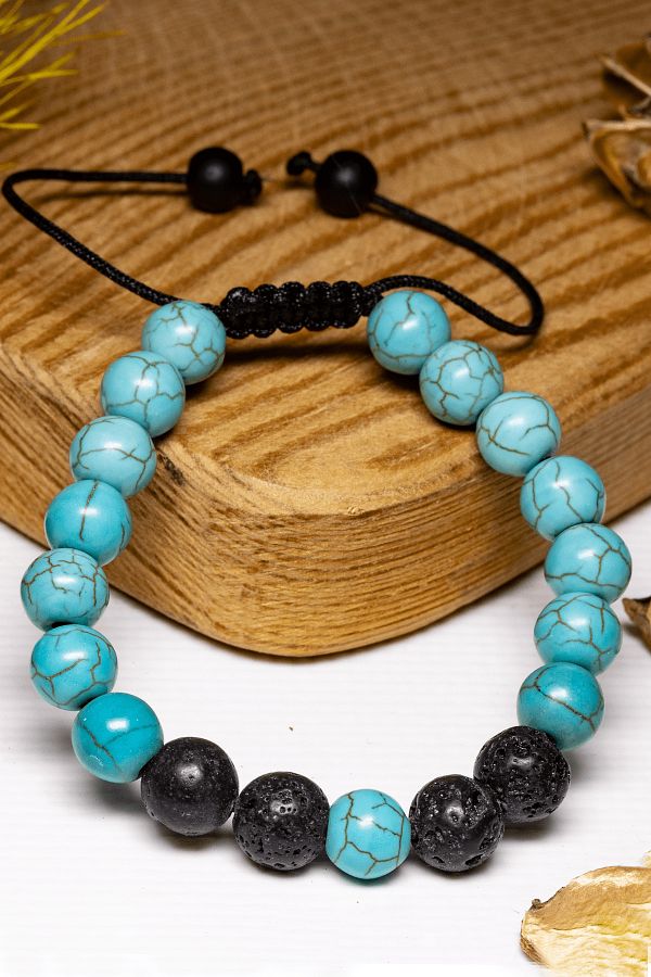 Lava stone and turquoise bracelet hot sale