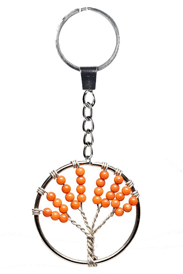 Tesbih Atölyesi-Tree of Life - Certified OrAnge AgAte Stone NAtural keychAin 1