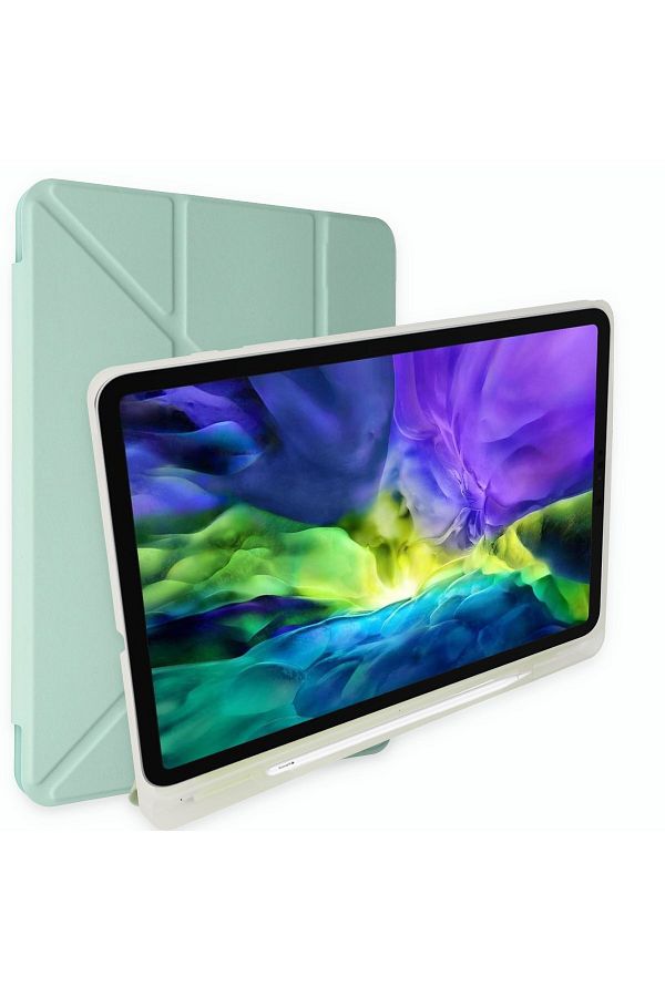 AQUA AKSESUAR-iPad 10.2 (7th generation) Compatible Case with Pen Compartment and Sleep Mode Smart Case - Light Green 1