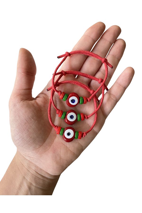 TAKI BY EKİN-GLASS EVIL EYE BEADED, 3-PIECE ADULT, GIFT BRACELET 1