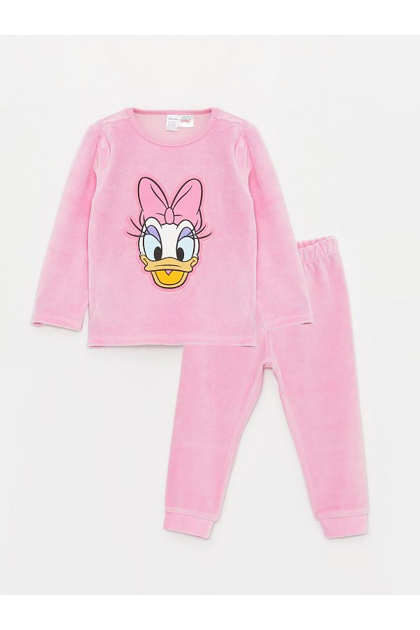LC Waikiki-Crew Neck Long Sleeve Daisy Duck Printed Baby Girl Pajama Set 1