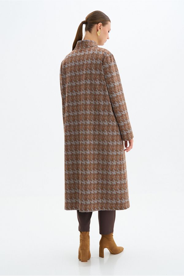 Aker Houndstooth Patterned Sports Top Coat Trendyol