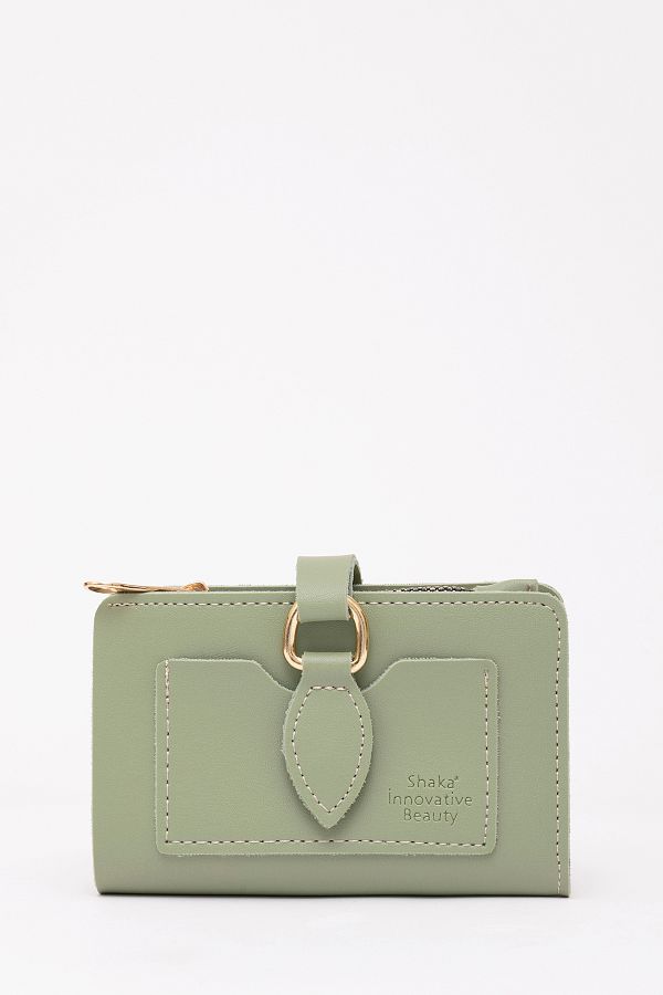 SHAKA-Mint Green Shk66 Stylish Wallet with Drop Buckle, Snap Fastener Front Pocket, Coin and Paper Money Compartment, Card Holder 1