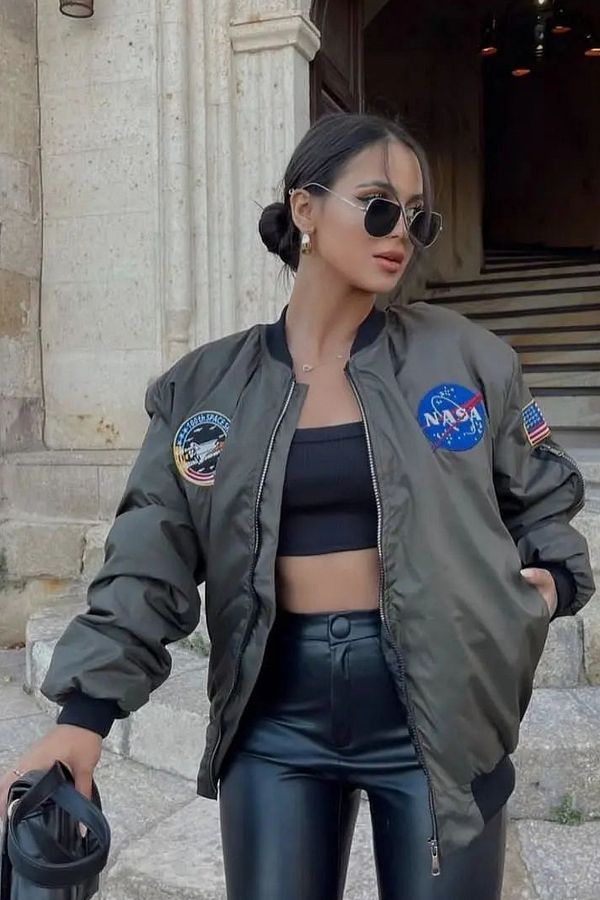 Nasa leather bomber jacket online
