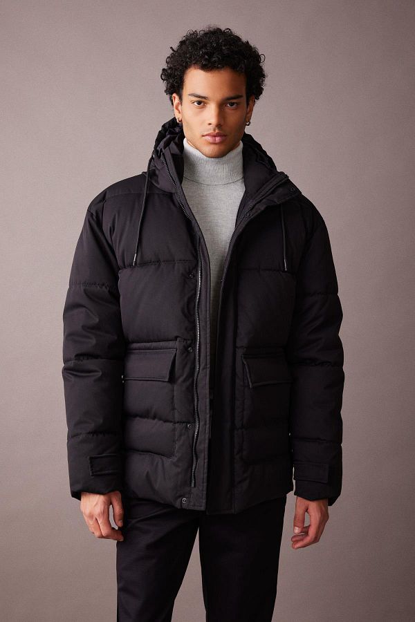 Defacto Slim Fit down Coat Slim Fit Hooded Zipper Double Pocket A3489Ax23Wn Trendyol