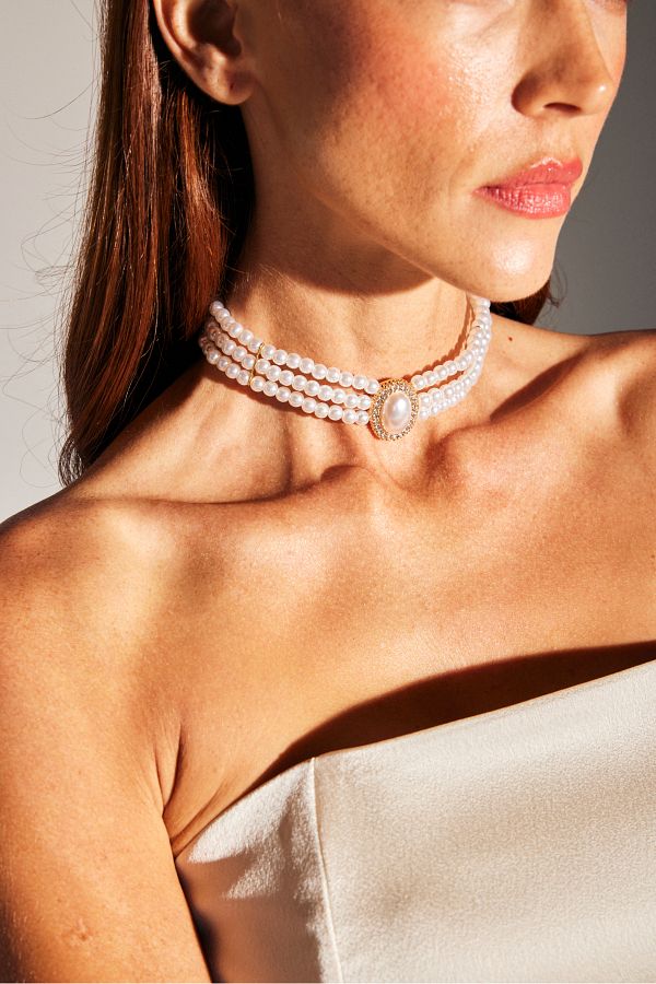 Betty Sam Row of Pearl Necklace Chocker Necklace Trendyol