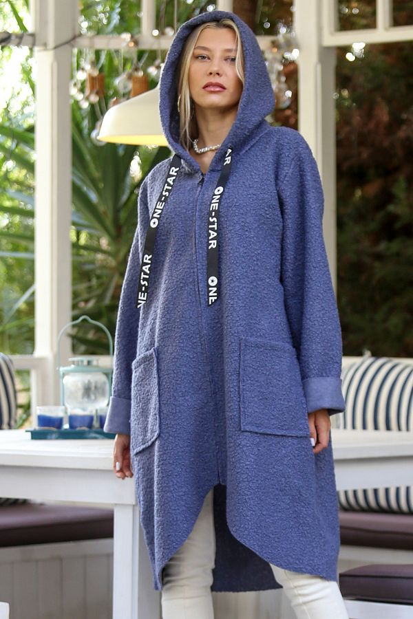 Hooded boucle coat shop