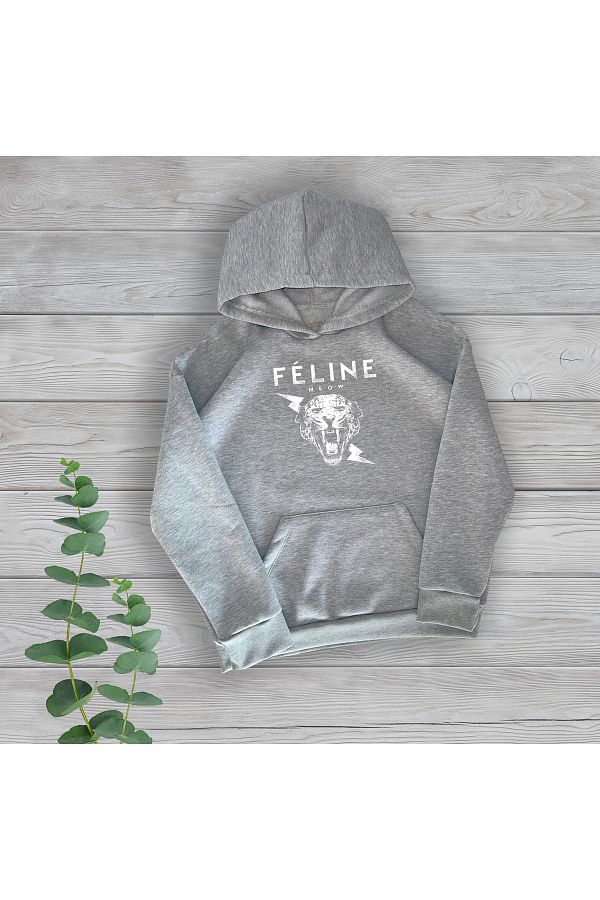 TexKid Feline Meow Chest Printed Unisex Oversize Sweatshirt Trendyol