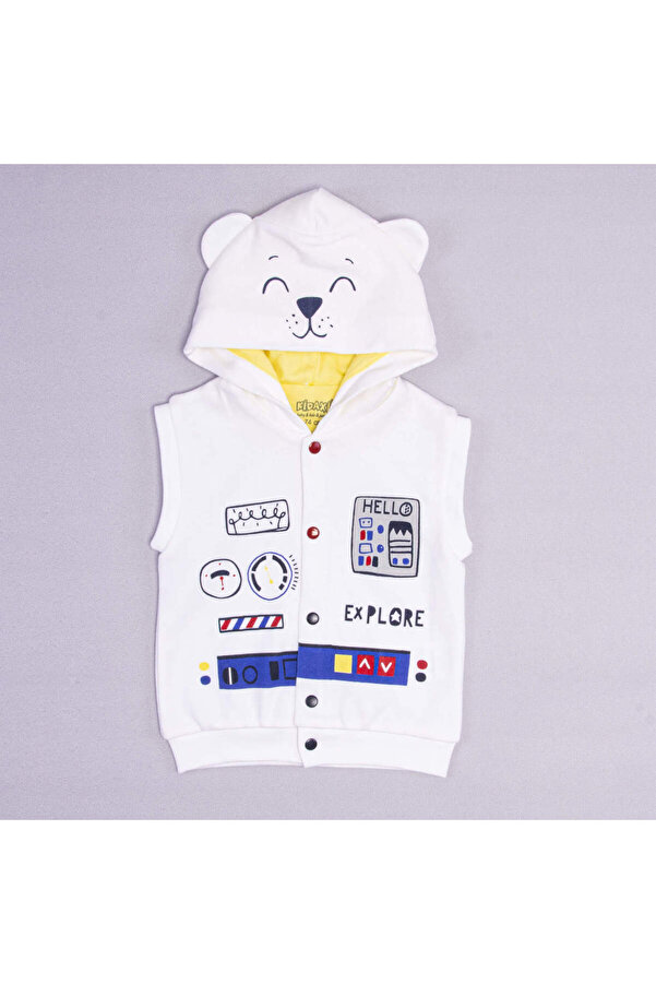 Kidaxi Uzay Tema Kapşonlu Yelek SARI 12AY