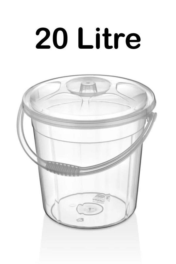 Tiesa Home-Plastic Transparent 20 Liter Cleaning Garbage Supplies Water Bucket with Handle and Lid 1