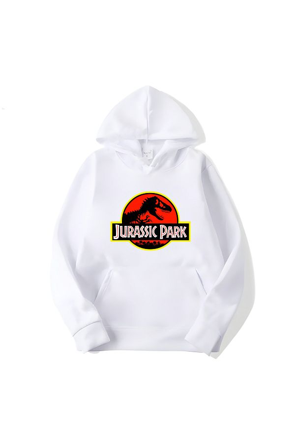 MAGORS SVART WEAR Jurassic Park Printed Cotton Hooded Long Sleeve Sweatshirt Trendyol
