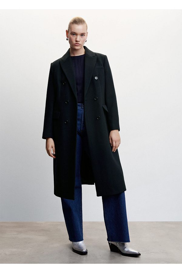 MANGO Women s Navy Blue Coat Trendyol