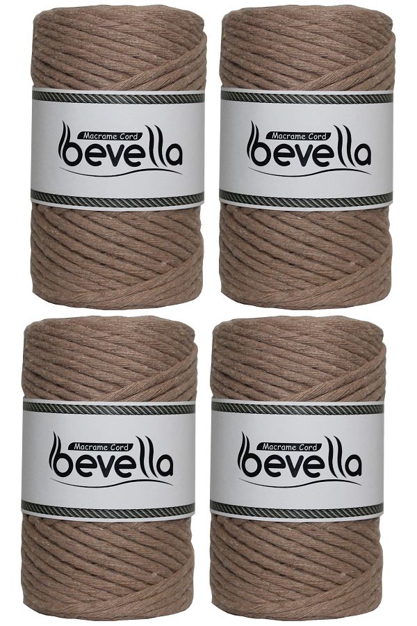 Bevella Macrame Cord-Taranan Macrame String Single Twist Scannable 3 mm String Cotton Macrame Strings 1 kg (4X250 gr) 1
