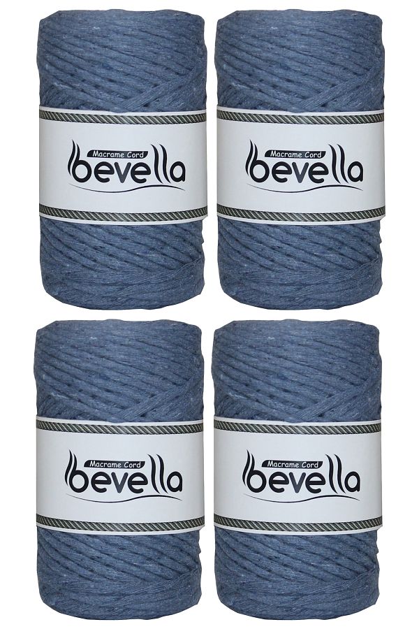 Bevella Macrame Cord-Σχοινί Taranan Macrame Single Twist Can Comb Σχοινί 3 mm Βαμβακερά νήματα Macrame 1 kg (4X250 gr) 1