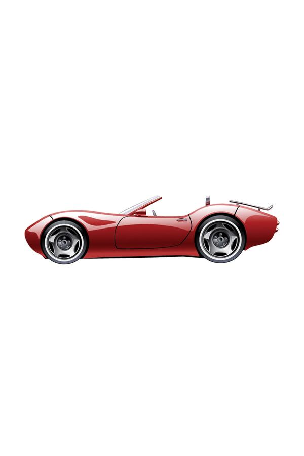 Tilki Dünyası-Red Convertible Sports Car Wall Sticker 1