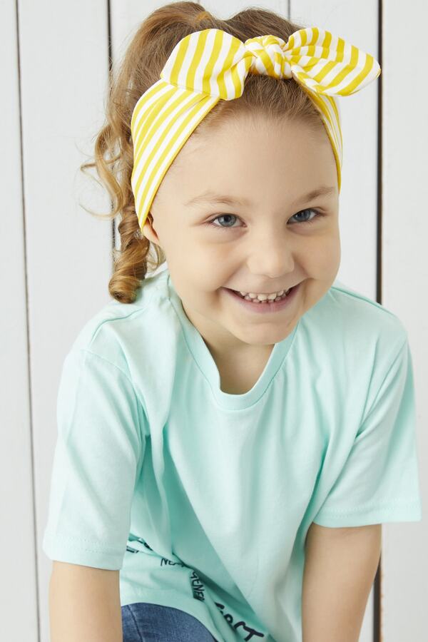 Babygiz Kız Bebek Sarı Beyaz Çizgili Bandana