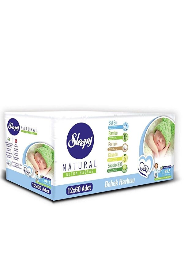 Sleepy Natural Bebek Havlusu 12x60+pişik Kremi 10 Ml