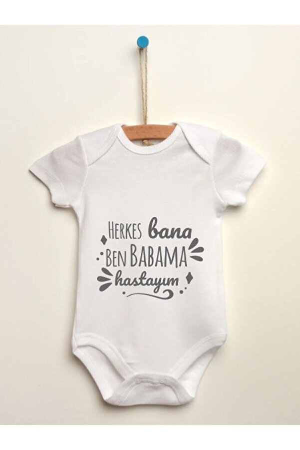 Genel Markalar Unisex Bebek Beyaz Herkes Bana Ben Halama Hastayım Baskılı Body Zıbın