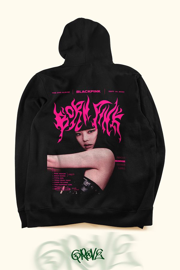 Grove Fashion BlackPink Jennie Front and Back Printed Unisex Oversize Hooded Sweatshirt Hoodie Trendyol