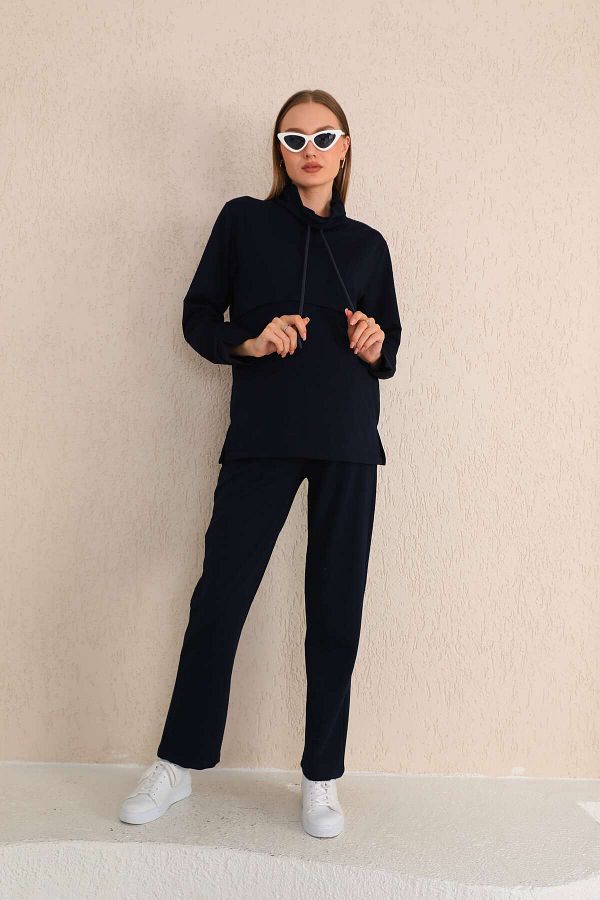 Miss Dünya Lissa-Navy Blue Pregnant and Maternity Tracksuit Suitable for Breastfeeding 1