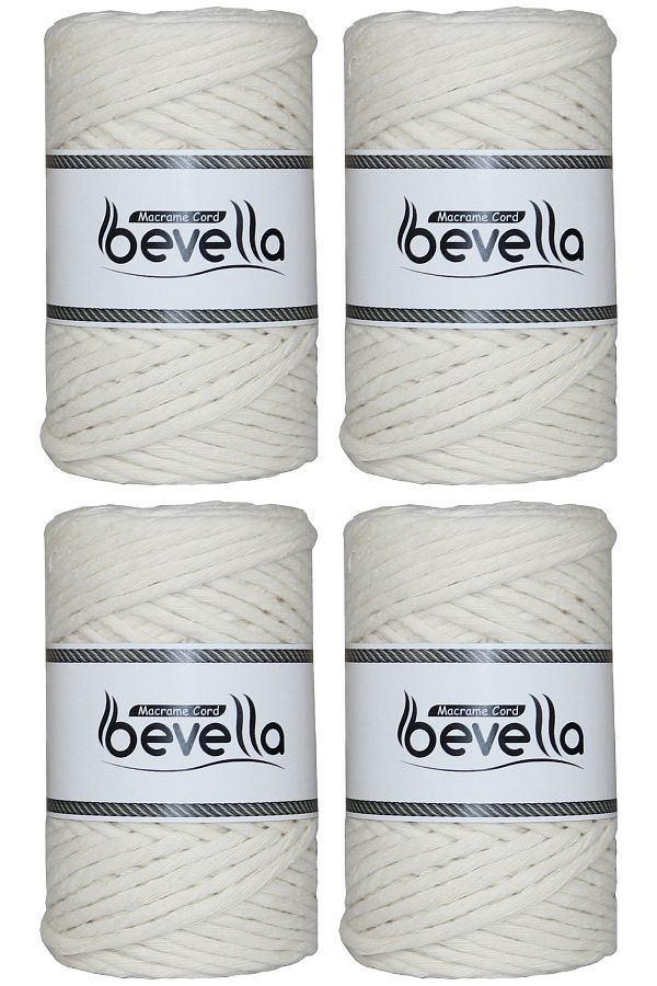 Bevella Macrame Cord-Taranan Macrame String Single Twist Scannable 3 mm String Cotton Macrame Strings 1 kg (4X250 gr) 1