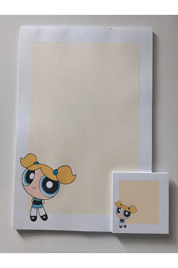 EyER Shoping-Powerpuff Girls a4 Large and Square Small Size 2 Pieces Notebook with Checked Copart Glue Yellow 1