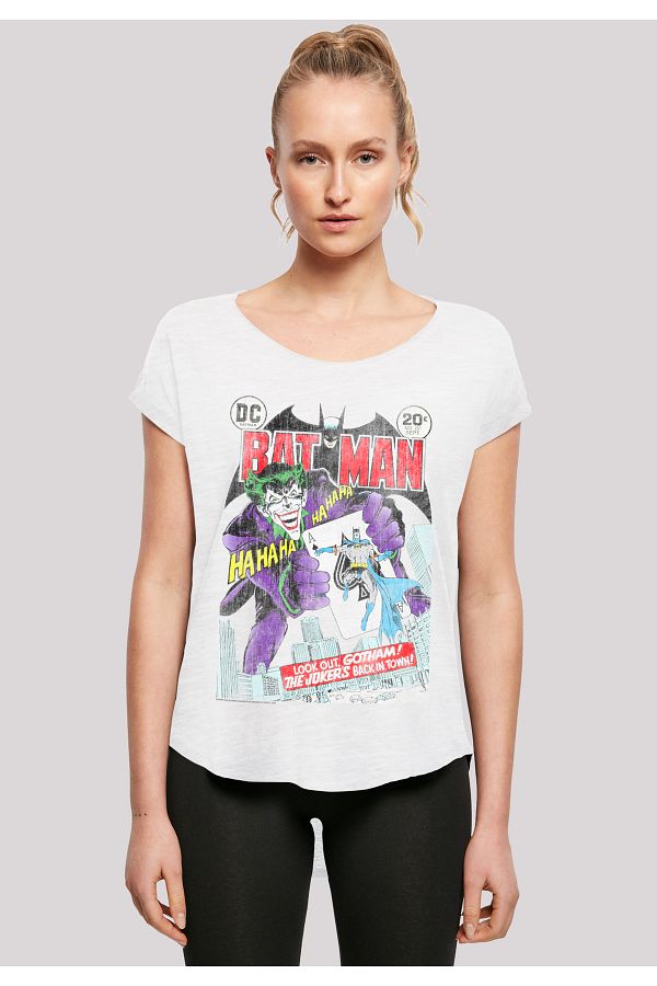 F4NT4STIC Damen Batman Joker Spielkartenhulle mit Damen Long Slub T Shirt