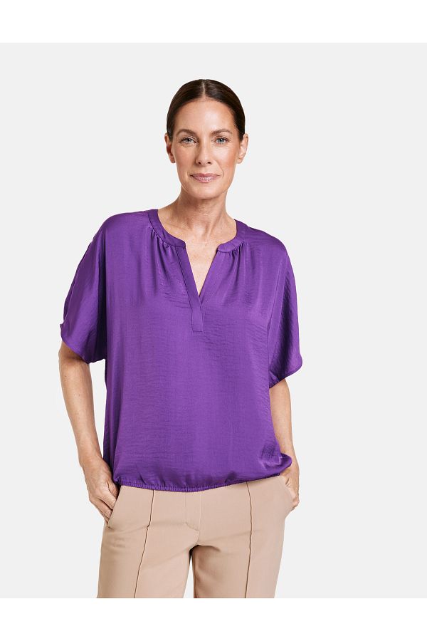 Gerry Weber Bluse Kurzarm Blusenshirt mit elastischem Saum - Trendyol